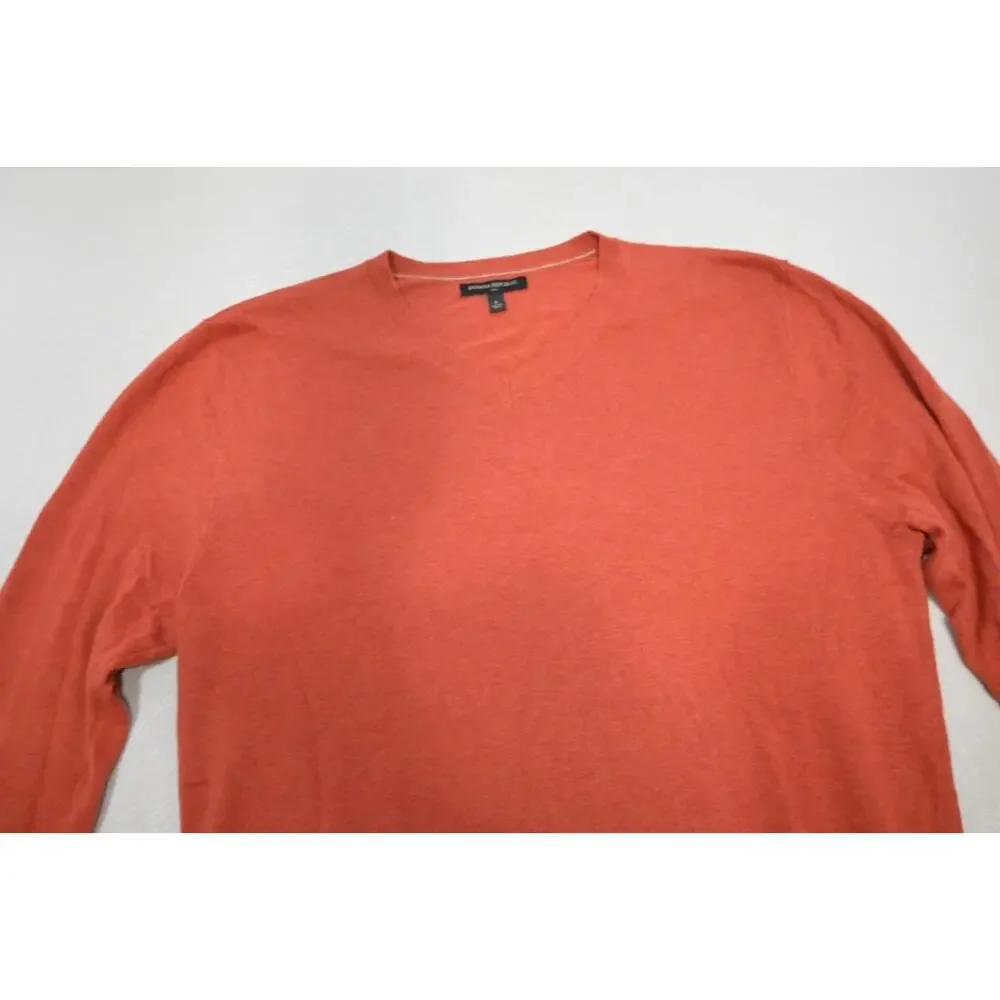 Banana Republic Casual Cotton Blend V Neck Sweater‎ Burnt Orange Mens Sz Large